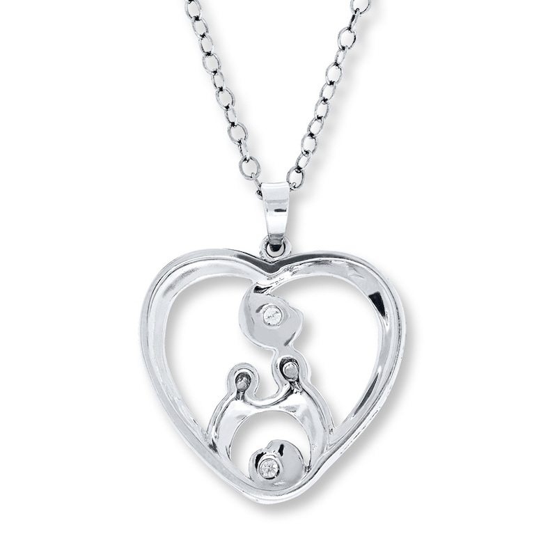 Main Image 4 of Mother and Child Necklace 1/20 ct tw Diamonds Sterling Silver