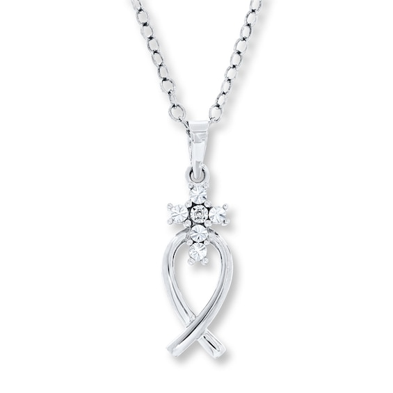 Cross Necklace Diamond Accent Sterling Silver