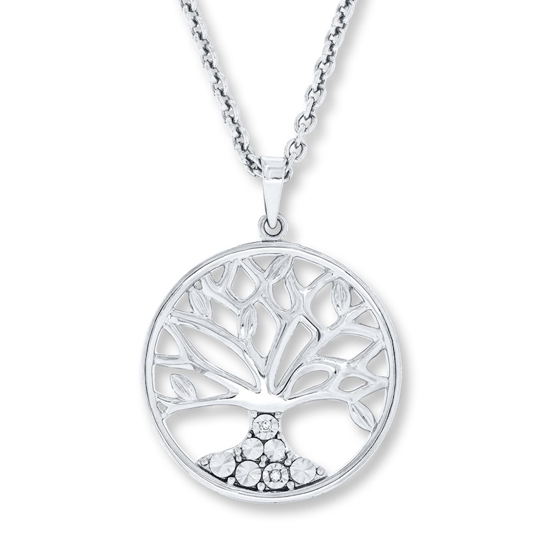 Family Tree Necklace Diamond Accents Sterling Silver