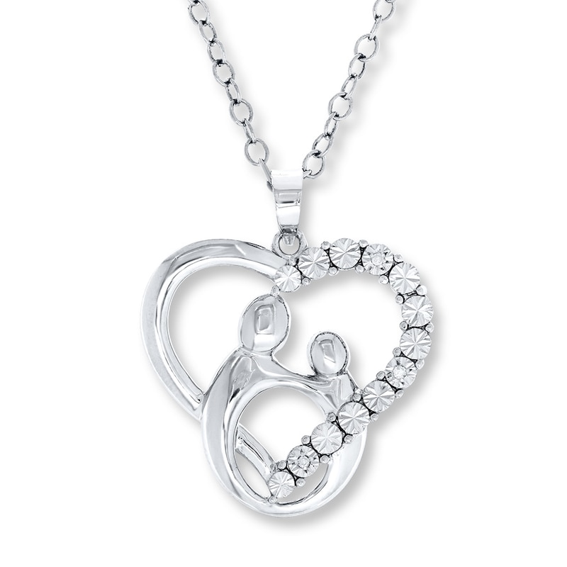 Main Image 1 of Mother and Child Necklace Diamond Accents Sterling Silver