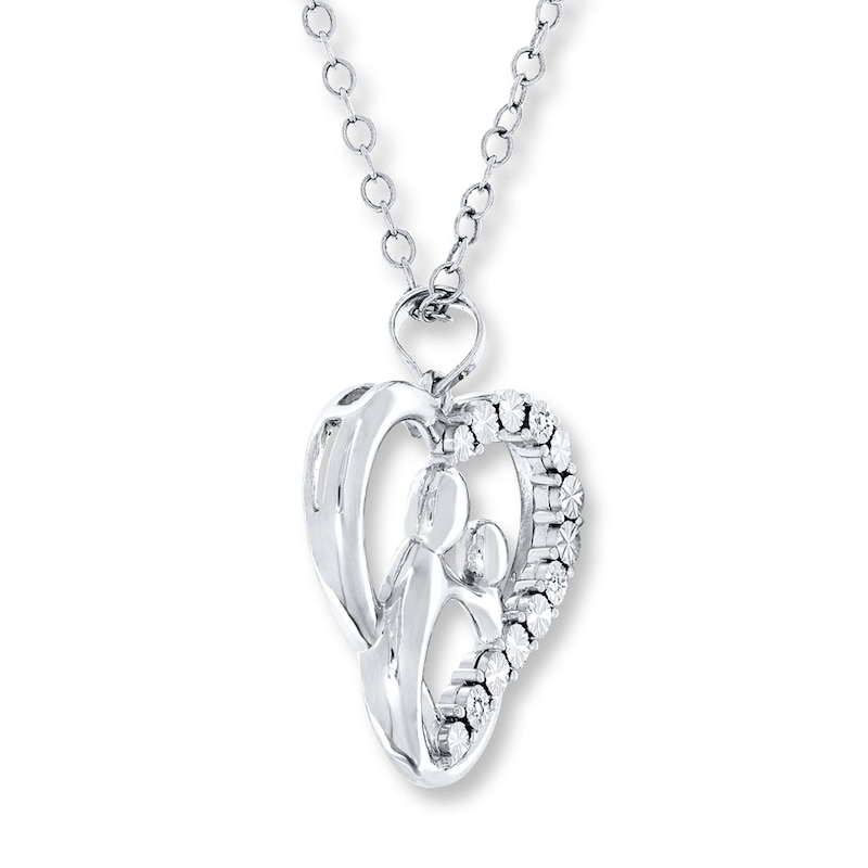 Mother and Child Necklace Diamond Accents Sterling Silver