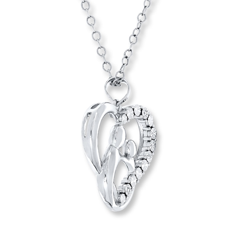 Main Image 3 of Mother and Child Necklace Diamond Accents Sterling Silver