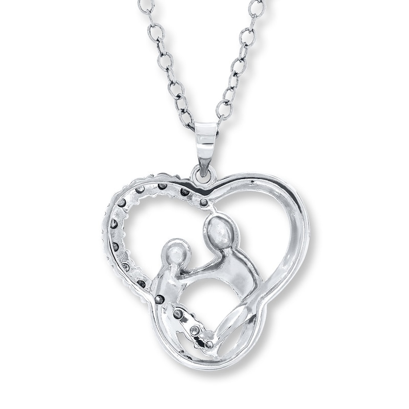 Mother and Child Necklace Diamond Accents Sterling Silver