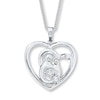 Thumbnail Image 1 of Mother and Child Necklace 1/20 ct tw Diamonds Sterling Silver