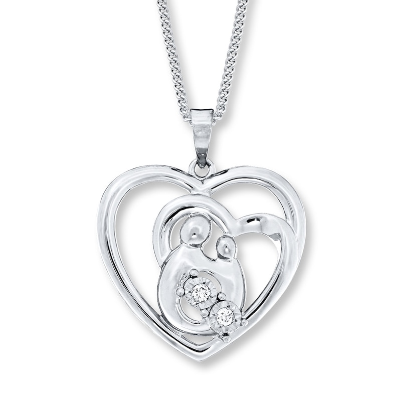 Main Image 1 of Mother and Child Necklace 1/20 ct tw Diamonds Sterling Silver