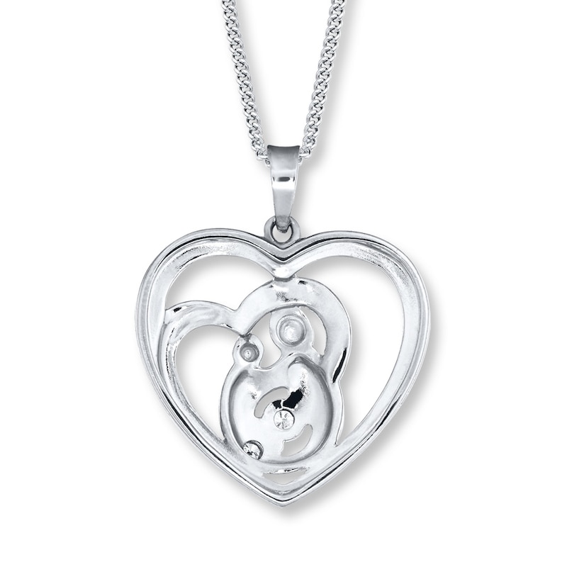 Main Image 3 of Mother and Child Necklace 1/20 ct tw Diamonds Sterling Silver
