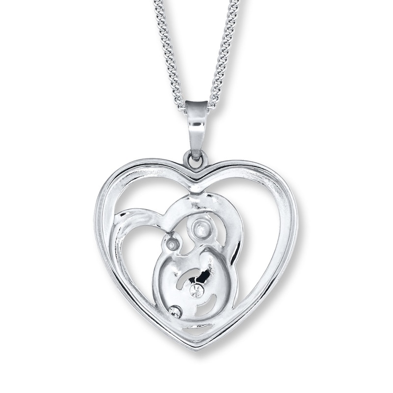 Mother and Child Necklace 1/20 ct tw Diamonds Sterling Silver