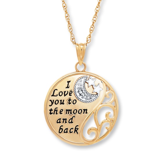 I Love You To The Moon Back Necklace 10k Two Tone Gold Kay