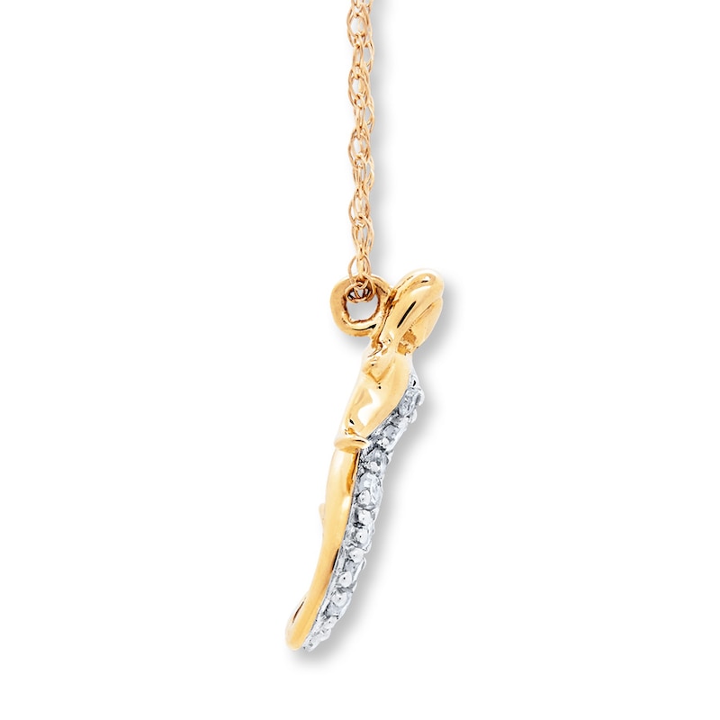 Mermaid Necklace 1/10 ct tw Diamonds 14K Yellow Gold