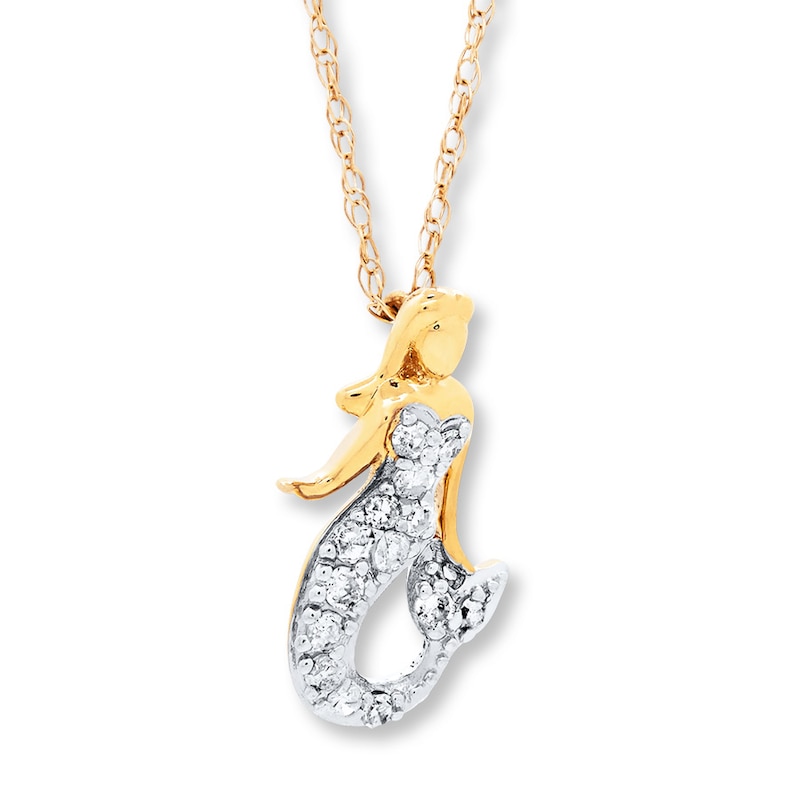 Main Image 3 of Mermaid Necklace 1/10 ct tw Diamonds 14K Yellow Gold