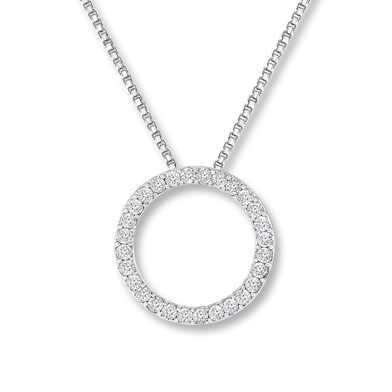 Circle Necklace 1/5 ct tw Diamonds 10K White Gold 18"