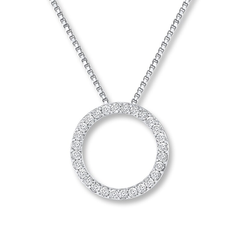 Circle Necklace 1/5 ct tw Diamonds 10K White Gold 18"