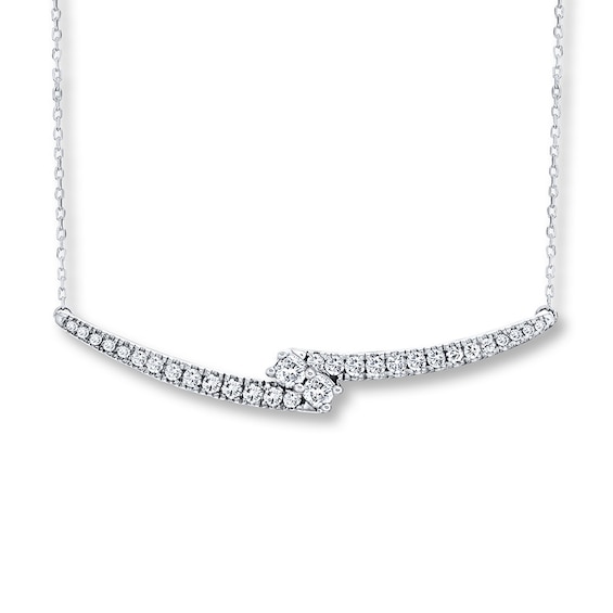 Ever Us Two-Stone Necklace 1 ct tw Diamonds 14K White Gold