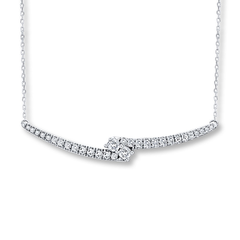 Main Image 1 of Ever Us Two-Stone Necklace 1 ct tw Diamonds 14K White Gold
