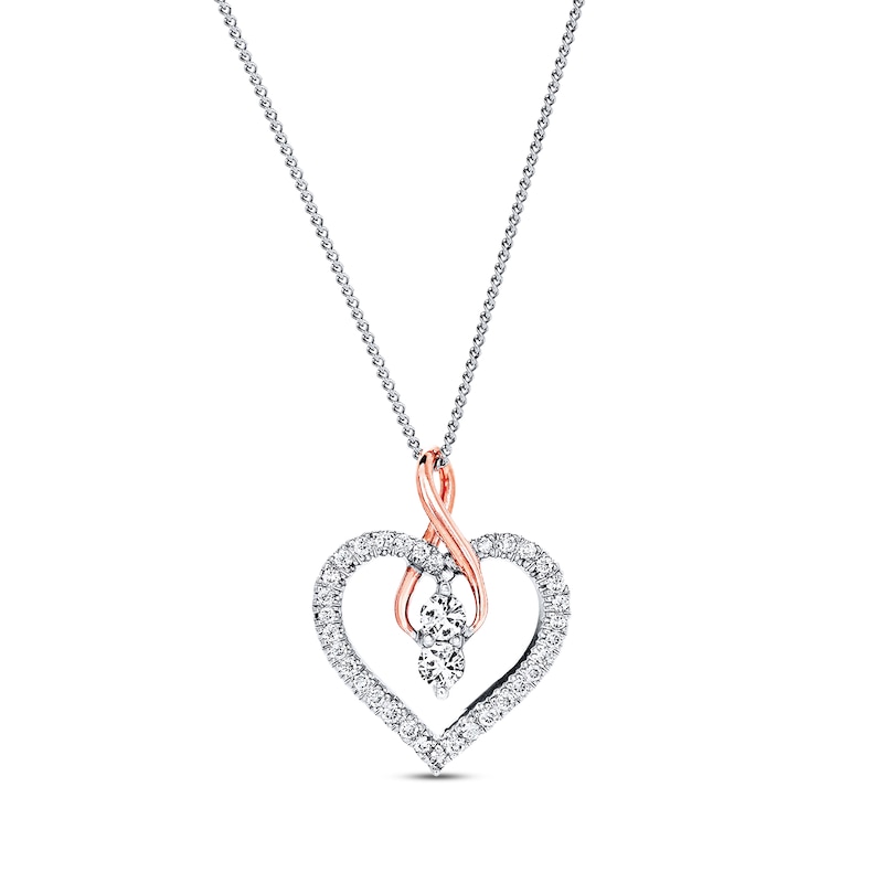 Main Image 1 of Ever Us Heart Necklace 1/2 ct tw Diamonds 14K 2-Tone Gold