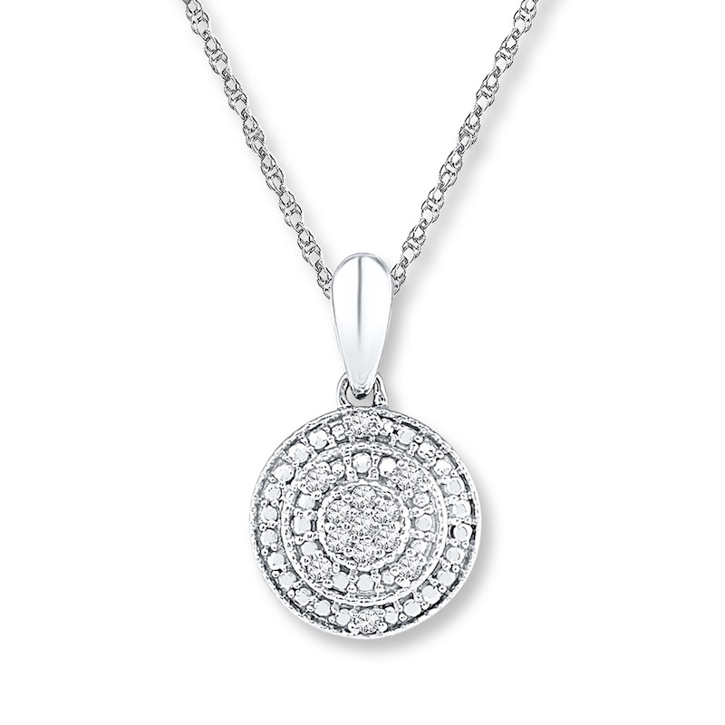 Circular Necklace Diamond Accents Sterling Silver 18"