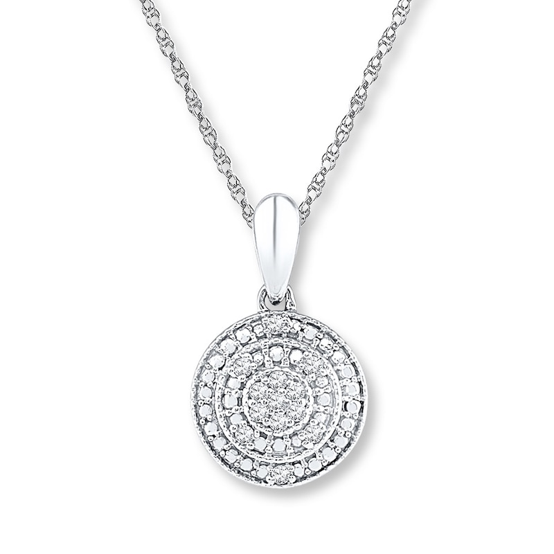 Main Image 1 of Circular Necklace Diamond Accents Sterling Silver 18&quot;