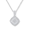 Thumbnail Image 1 of Cushion-Shaped Necklace Diamond Accents Sterling Silver 18&quot;