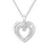 Heart Necklace Diamond Accents Sterling Silver 18"