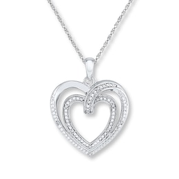 Heart Necklace Diamond Accents Sterling Silver 18"