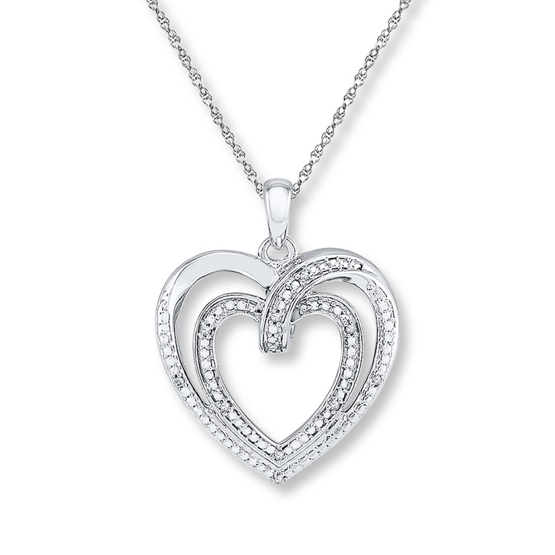 Main Image 1 of Heart Necklace Diamond Accents Sterling Silver 18&quot;