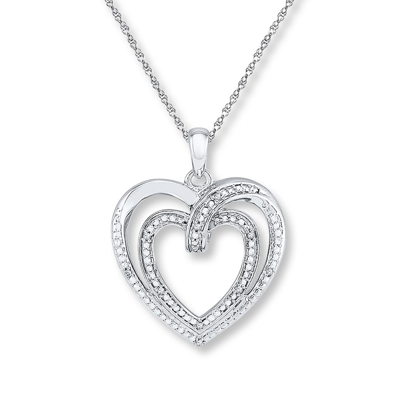 Heart Necklace Diamond Accents Sterling Silver 18