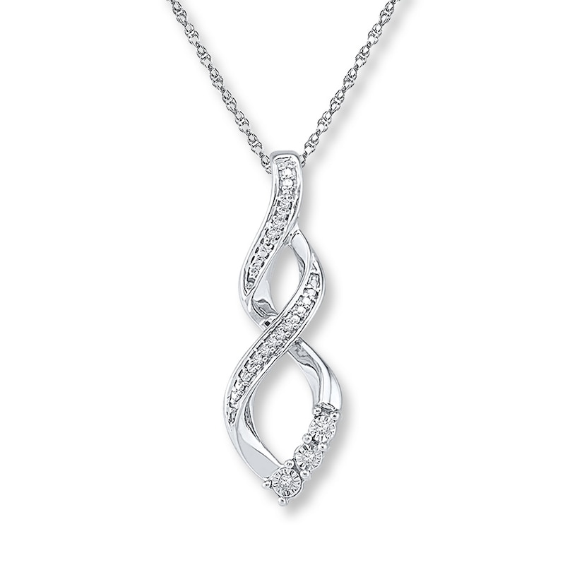 Twist Necklace Diamond Accents Sterling Silver 18"