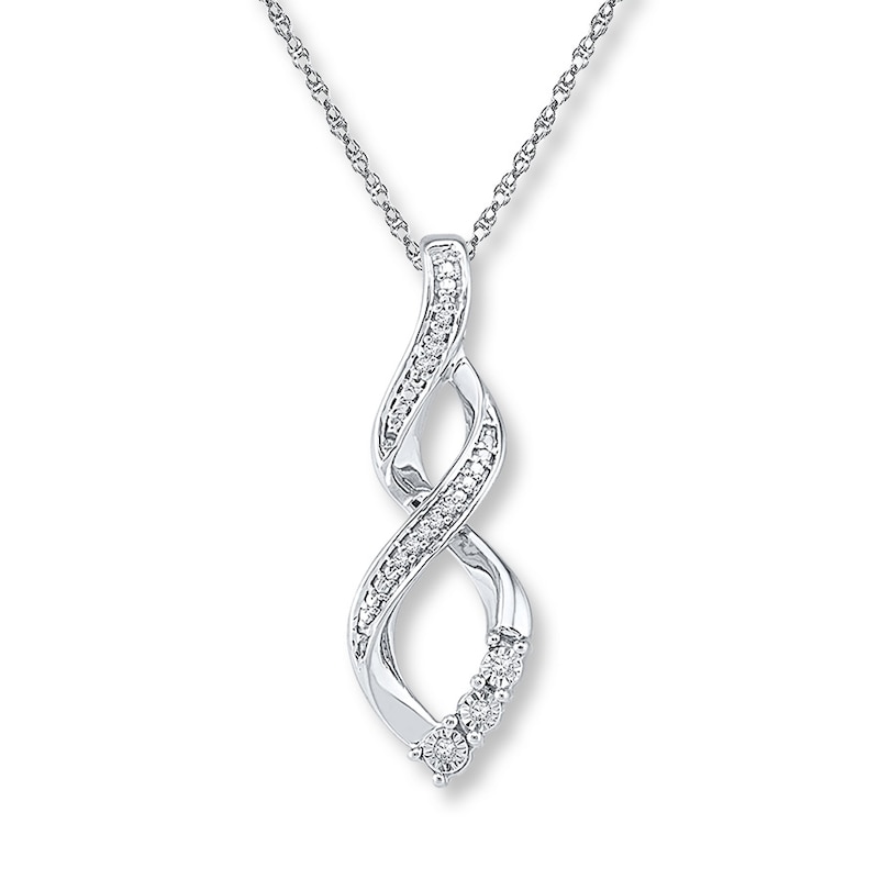 Main Image 1 of Twist Necklace Diamond Accents Sterling Silver 18&quot;