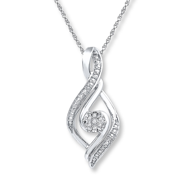 Main Image 1 of Swirl Necklace Diamond Accents Sterling Silver 18&quot;