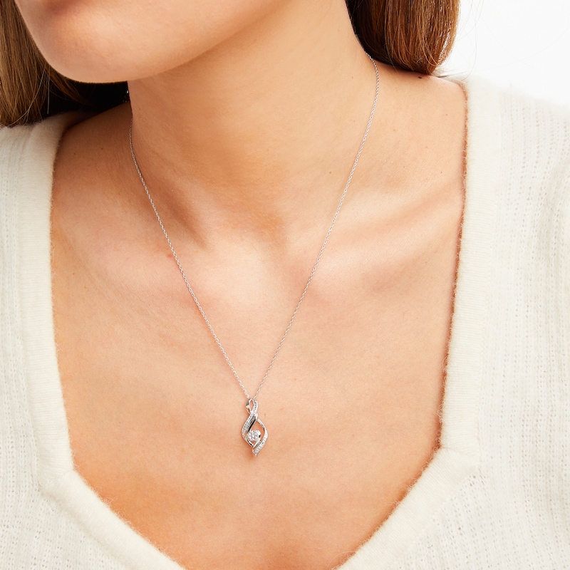 Main Image 2 of Swirl Necklace Diamond Accents Sterling Silver 18&quot;
