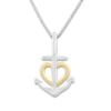 Anchor Heart Diamond Necklace 1/20 ctw Sterling Silver & 10K Gold 18"