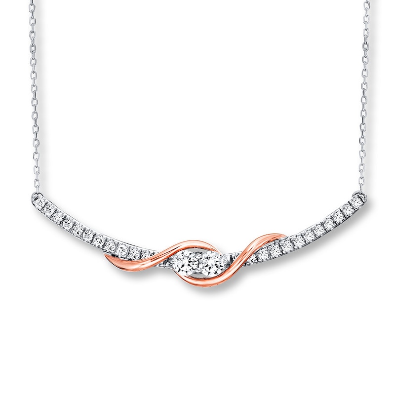 Main Image 1 of Ever Us Two-Stone Necklace 1 ct tw Diamonds 14K Two-Tone Gold
