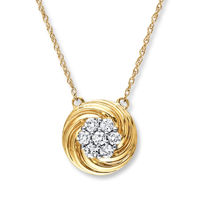 Diamond Necklace 1/4 ct tw Round-cut 10K Yellow Gold 17"