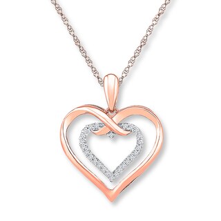 Heart Necklace 1/10 ct tw Diamonds 10K Rose Gold | Kay