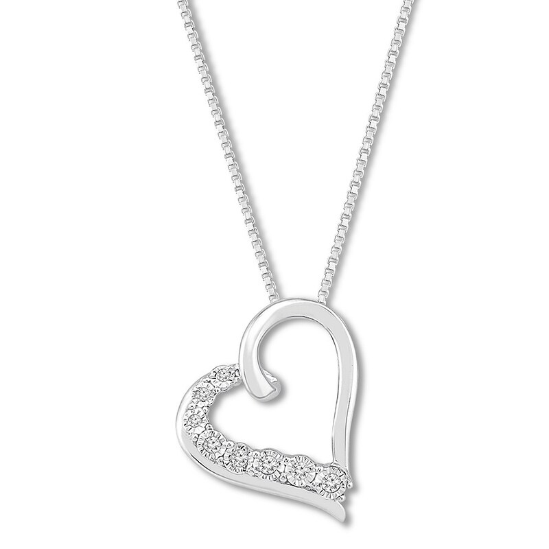 Heart Necklace 1/15 ct tw Diamonds Sterling Silver 18"