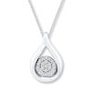 Teardrop Necklace 1/10 ct tw Diamonds Sterling Silver 18"