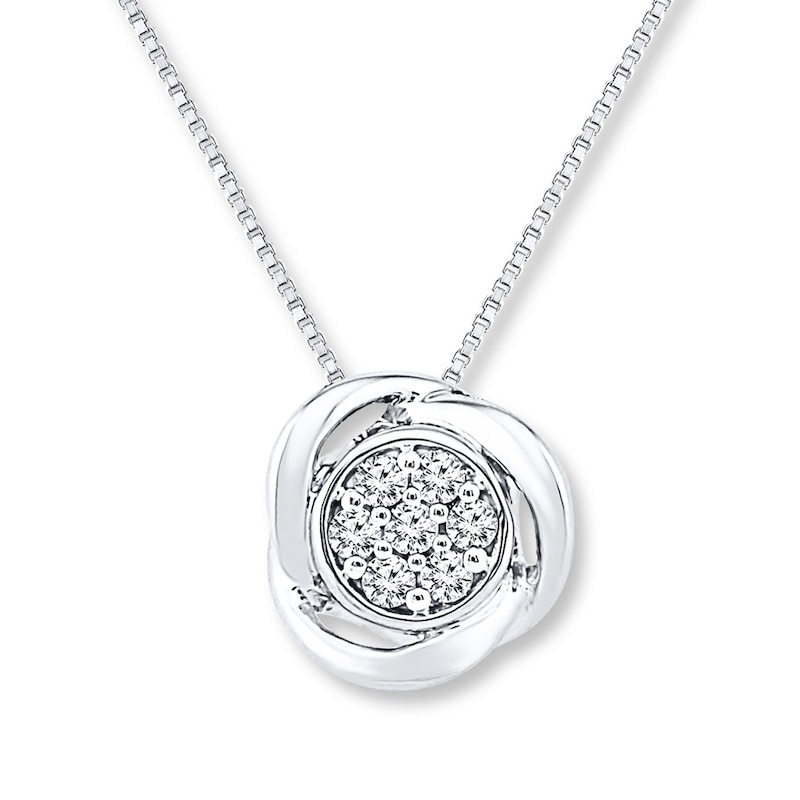 Knot Necklace 1/15 ct tw Diamonds Sterling Silver 18"