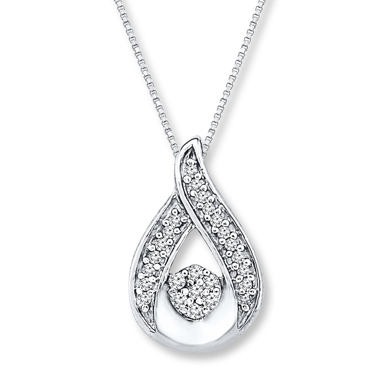 Diamond Necklace 1/20 ct tw Round-cut Sterling Silver 18"