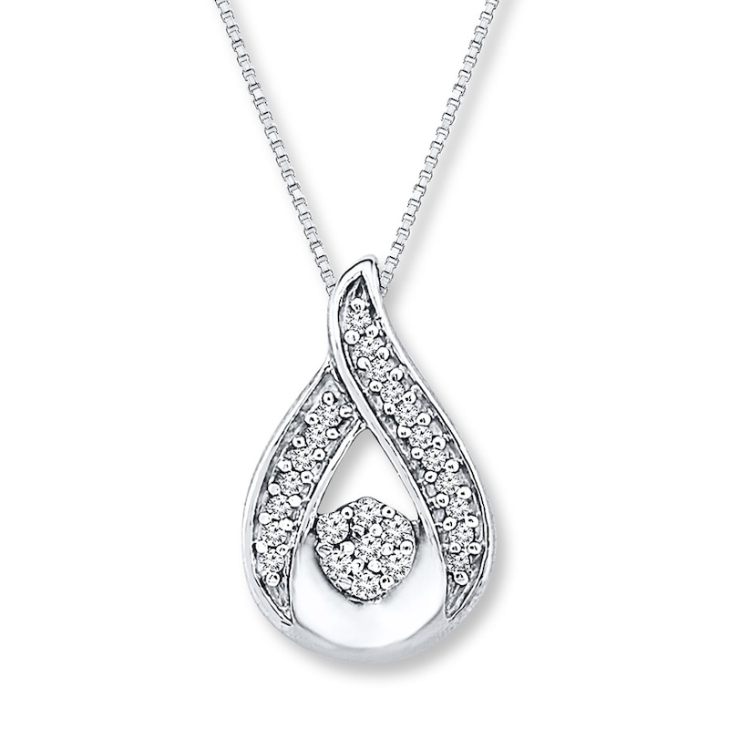 Main Image 1 of Diamond Necklace 1/20 ct tw Round-cut Sterling Silver 18&quot;