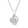 Thumbnail Image 1 of Diamond Knot Necklace 1/20 ct tw Round-cut Sterling Silver