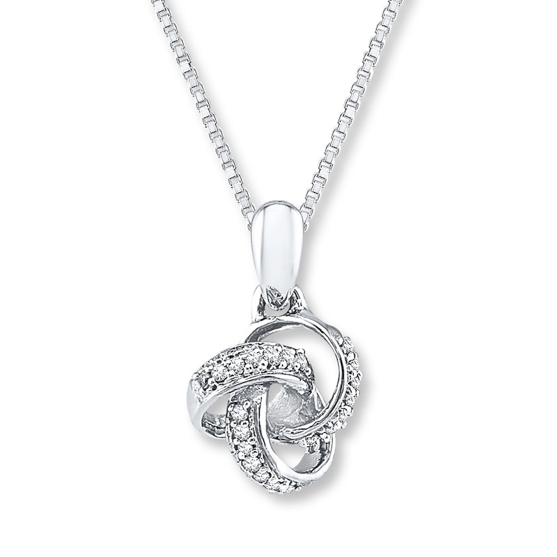 Main Image 1 of Diamond Knot Necklace 1/20 ct tw Round-cut Sterling Silver