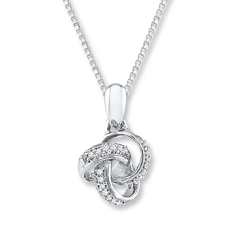 Diamond Knot Necklace 1/20 ct tw Round-cut Sterling Silver