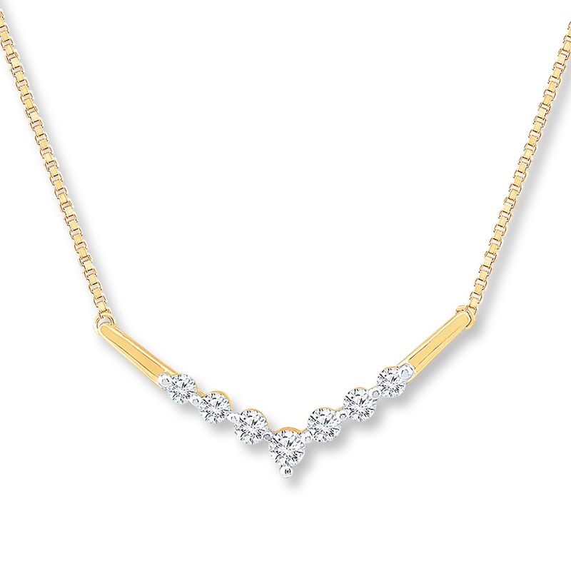 Diamond Necklace 1/2 ct tw Round-cut 10K Yellow Gold