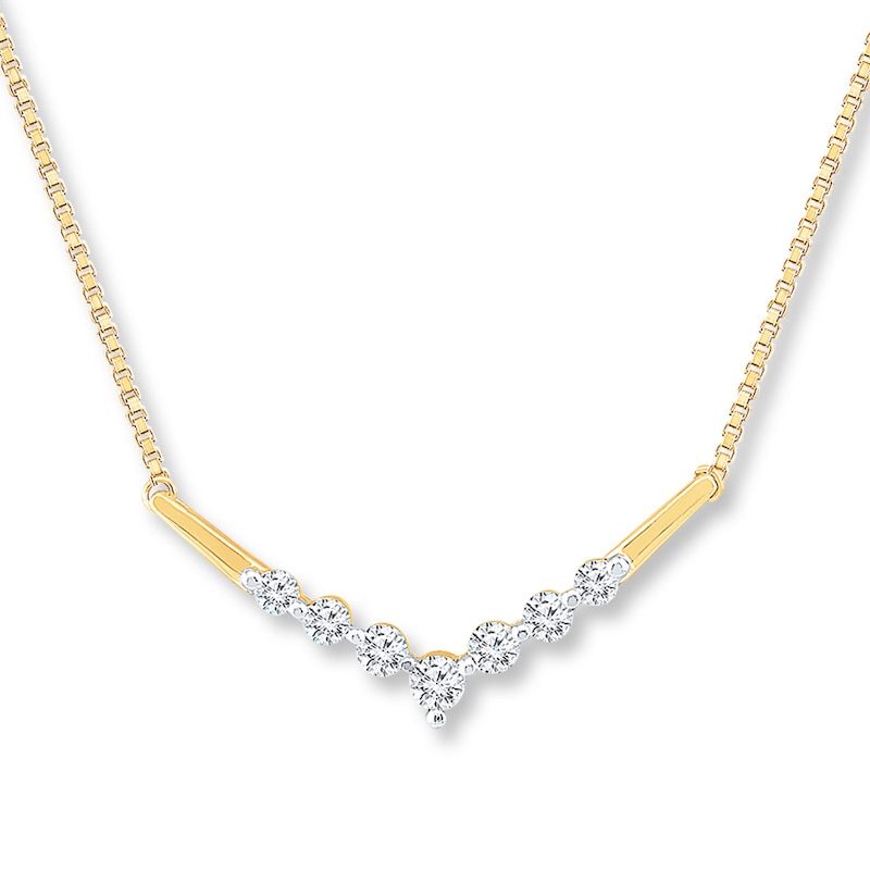 Main Image 1 of Diamond Necklace 1/2 ct tw Round-cut 10K Yellow Gold