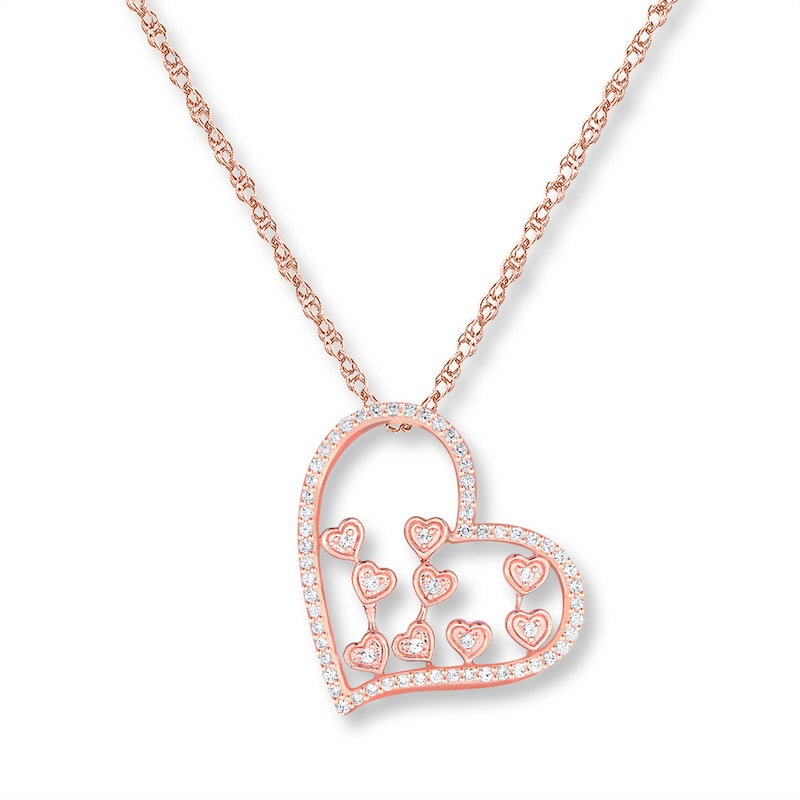Main Image 1 of Heart Necklace 1/3 ct tw Diamonds 10K Rose Gold