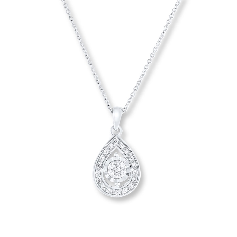 Main Image 1 of Diamond Teardrop Necklace 1/4 carat tw 10K White Gold