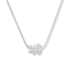 Thumbnail Image 1 of Diamond Leaf Necklace 1/10 ct tw Round-cut 10K White Gold
