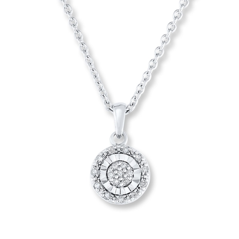 Main Image 1 of Diamond Necklace 1/10 ct tw Round-cut 10K White Gold