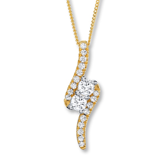 Ever Us Two-Stone Necklace 1 ct tw Diamonds 14K Yellow Gold