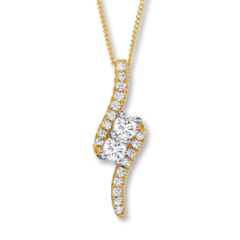 Ever Us Two-Stone Necklace 1 ct tw Diamonds 14K Yellow Gold